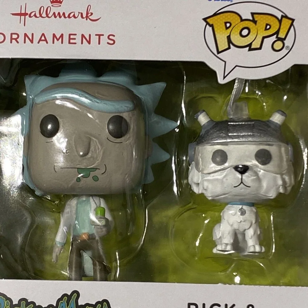 2022 Hallmark Funko Pop! Rick and Morty Rick & Snowball Ornament Set of 2 NEW - Picture 8 of 8